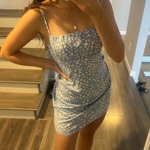 Blue floral summer mini dress